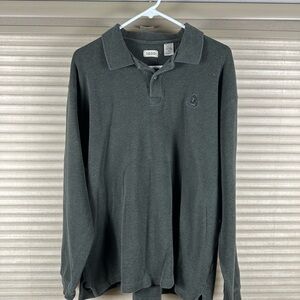 Izod Green Polo Shirt Long Sleeve Knit
